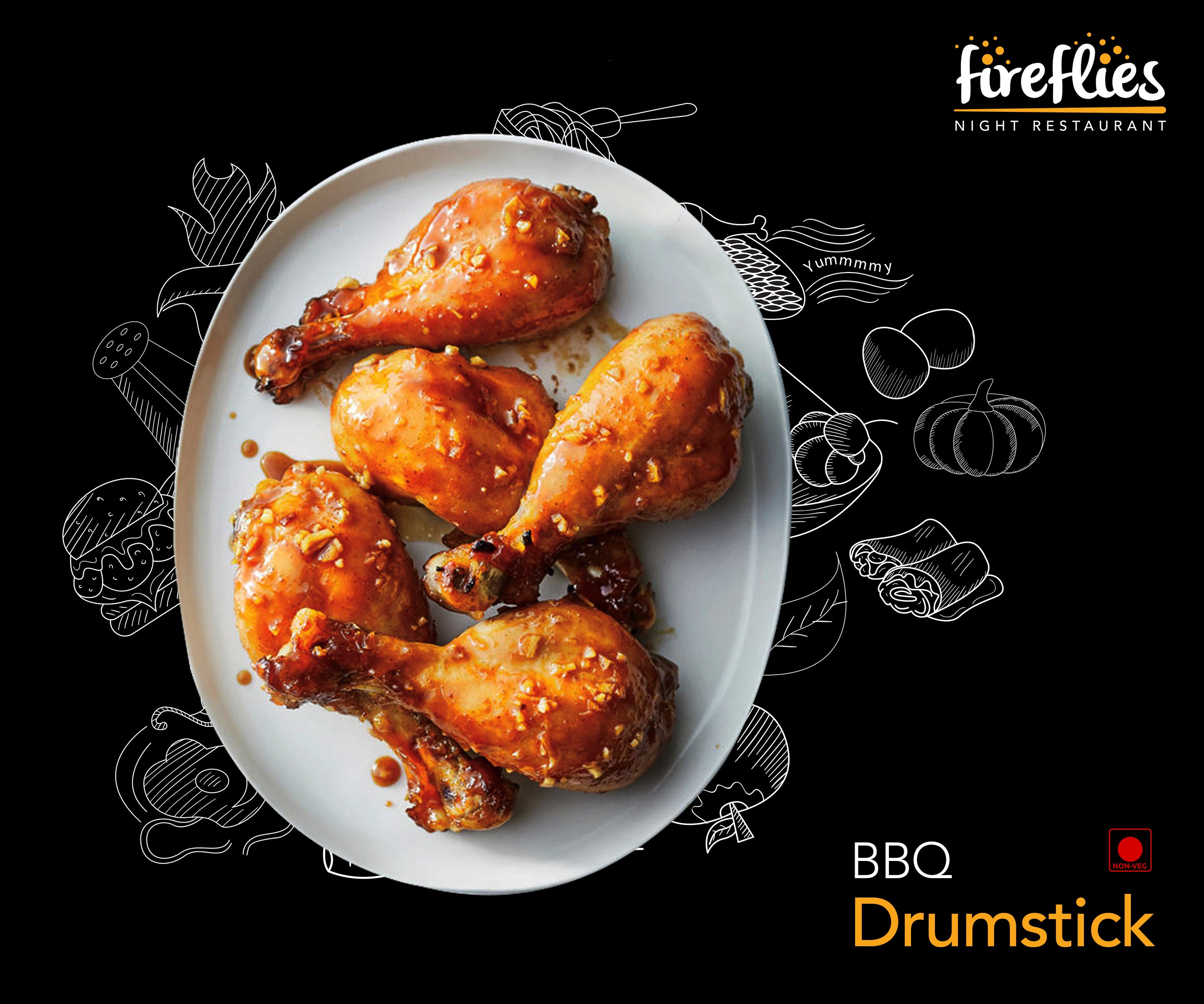 BBQ Chicken Drumsticks  3Pcs - fireflies