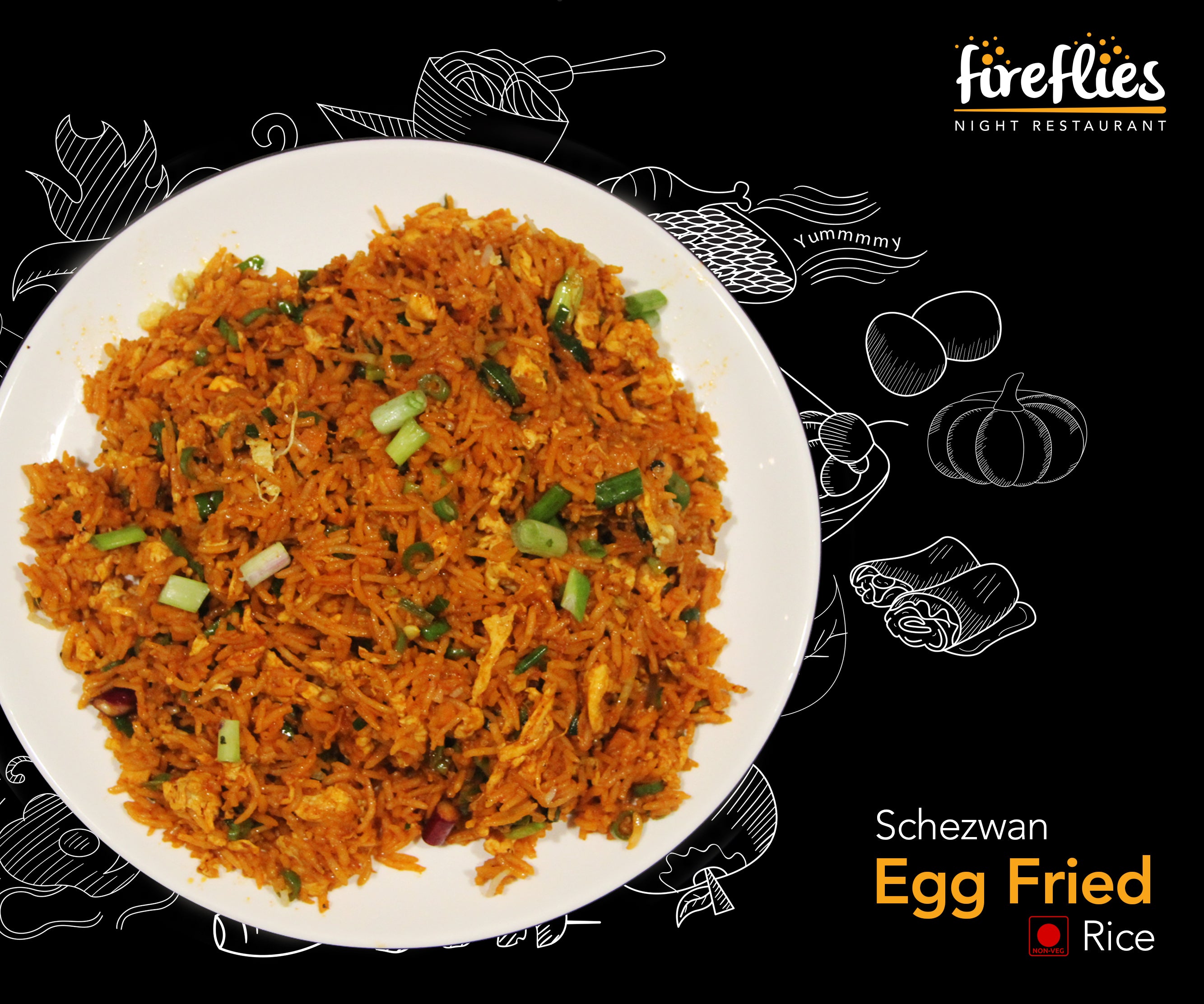 Schezwan Egg Fried Rice - fireflies