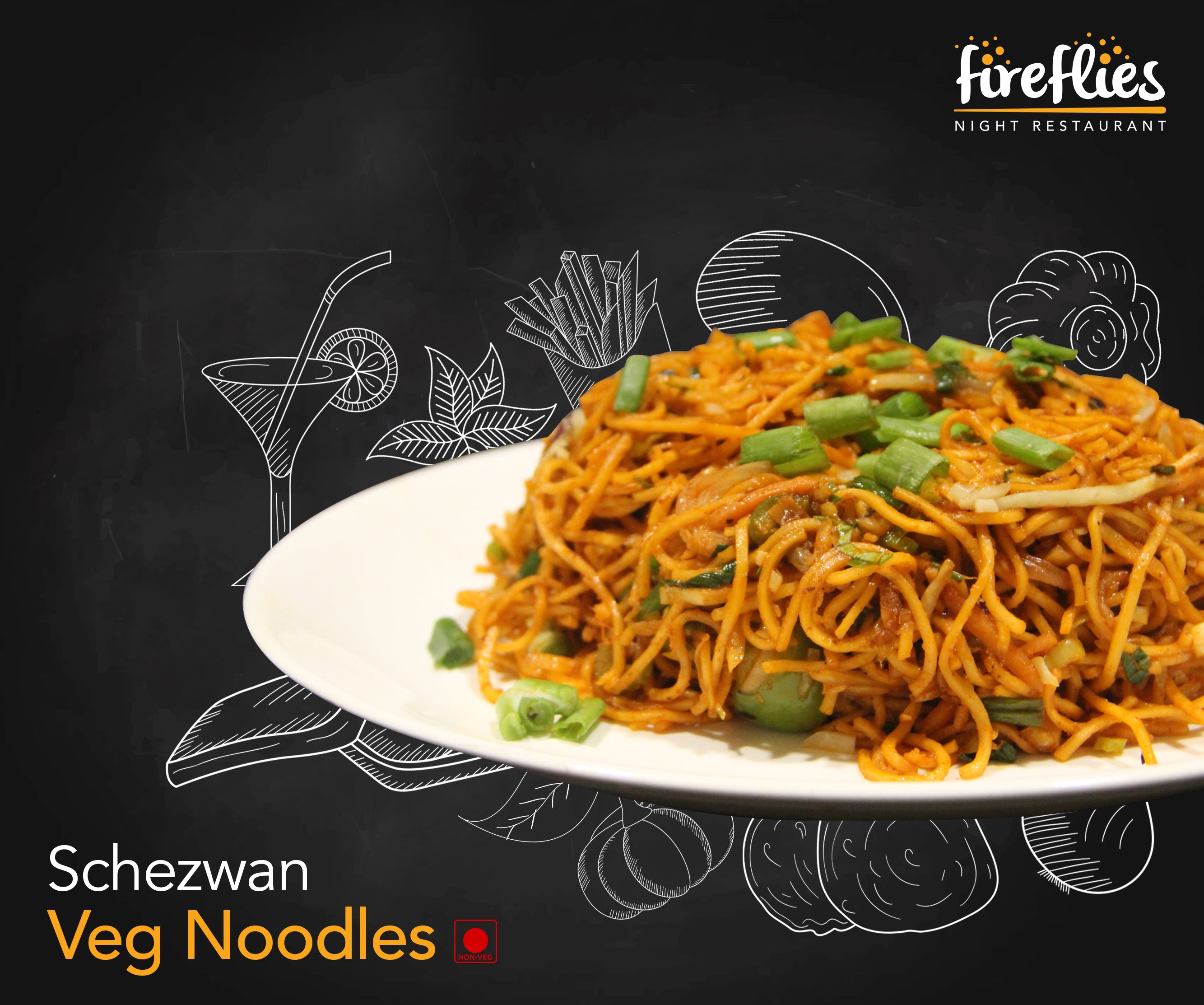 schezwan Veg Noodles - fireflies